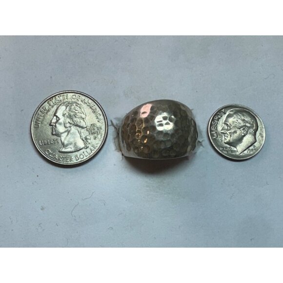 Estate Sterling Silver 925 Hammered Wide Band Ring Size 9 Mexico 14.3g Heavy - Picture 6 of 8